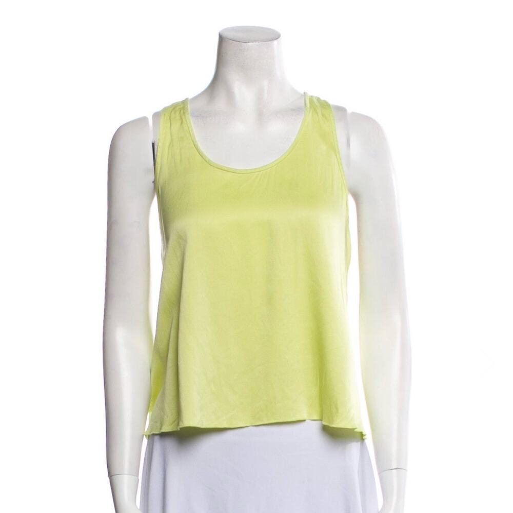 Lunya Washable Silk Tulip Back Crop Top Medium Chartreuse Green Yellow